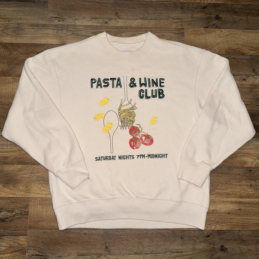 Vintage Y2K Abercrombie & Fitch Sweatshirt Crew Neck Embroidered "Pasta & Wine..